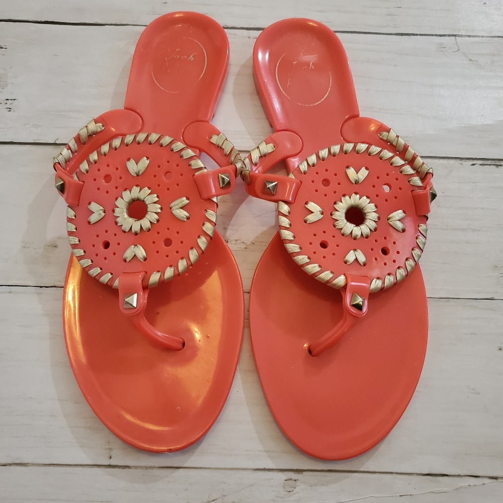 Jack rogers pinkish‎ orange coral jelly sandals flip flop thong size 8